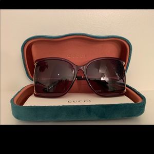GUCCI GG0592SK Red Frame Gradient Light Red Oversized Sunglasses.